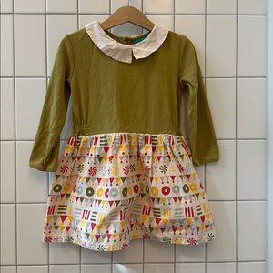 Little Green Radicals organic cotton Olive Dress with White Collar
